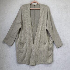 DONNI Cardigan Sweater Womens One Size Beige Stripe Open Front Knit Dolman